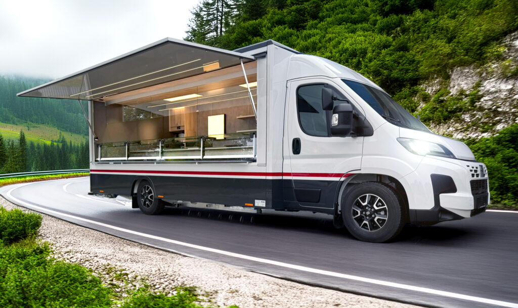 Feinkostmobil auf einer Straße