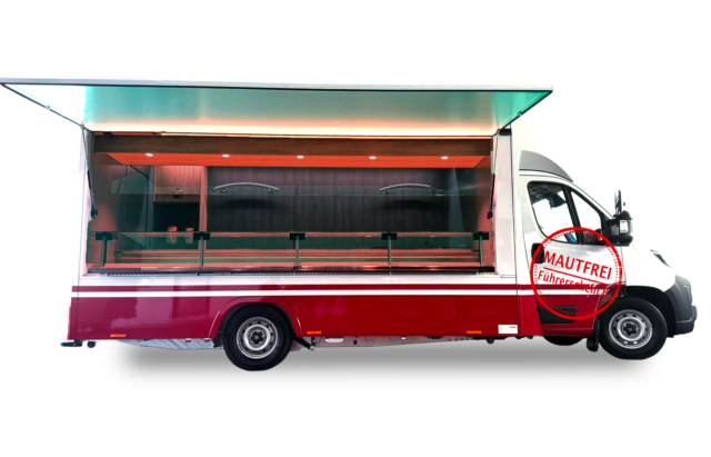 Fleischverkaufsmobil Gesamtansicht Freisteller dunkel