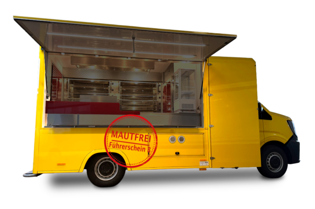 Haehnchengrillfahrzeug Gesamtansicht Freisteller dunkel