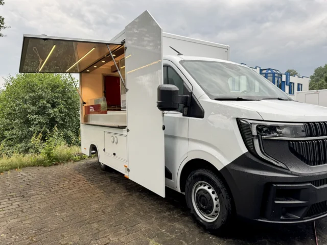 Hähnchenwagen mit klappbarer Werbeblende kaufen